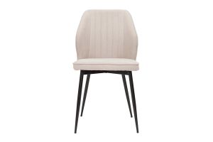 Chaises design en tissu effet velours beige et métal noir (lot de 2) FANETTE