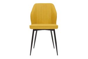 Chaises design en tissu effet velours jaune moutarde et métal noir (lot de 2) FANETTE
