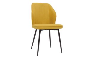 Chaises design en tissu effet velours jaune moutarde et métal noir (lot de 2) FANETTE