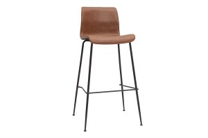 Tabourets de bar fixes marron aspect vieilli et métal noir H75 (lot de 2) HAROLD