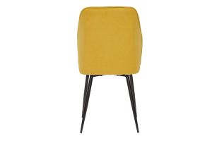 Chaises design en tissu effet velours jaune moutarde et métal noir (lot de 2) FANETTE