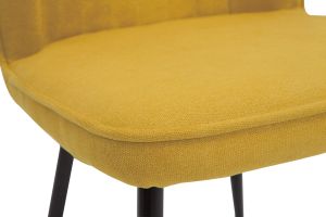 Chaises design en tissu effet velours jaune moutarde et métal noir (lot de 2) FANETTE