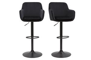 Tabourets de bar réglables en velours noir et métal (lot de 2) AMIKA