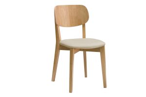 Chaises vintage en bois clair chêne et tissu beige (lot de 2) LUCIA