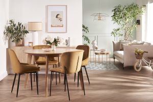 Chaises design en tissu velours bronze et métal noir (lot de 2) SAIGA