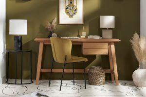 Chaises design en tissu velours bronze et métal noir (lot de 2) SAIGA