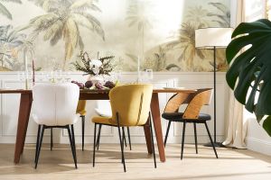 Chaises design en tissu velours bronze et métal noir (lot de 2) SAIGA