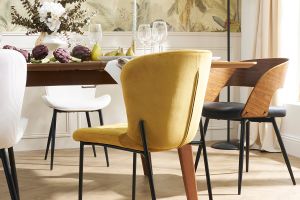 Chaises design en tissu velours bronze et métal noir (lot de 2) SAIGA