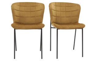 Chaises design en tissu velours bronze et métal noir (lot de 2) SAIGA
