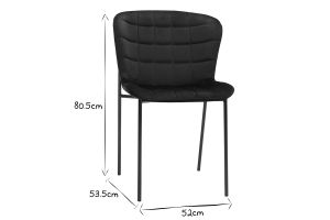 Chaises design en tissu velours bronze et métal noir (lot de 2) SAIGA