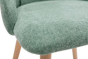 Chaises scandinaves en tissu effet velours texturé vert céladon et bois clair (lot de 2) HIGGINS