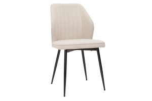 Chaises design en tissu effet velours beige et métal noir (lot de 2) FANETTE