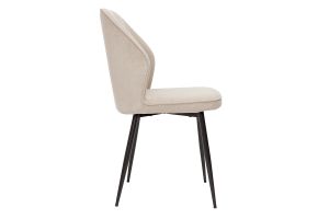 Chaises design en tissu effet velours beige et métal noir (lot de 2) FANETTE