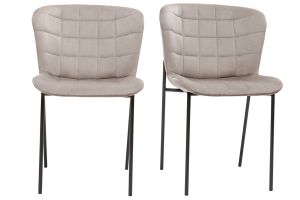 Chaises design en tissu velours taupe et métal noir (lot de 2) SAIGA