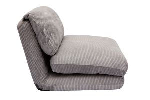 Chauffeuse 1 place convertible en tissu velours côtelé gris clair SPENCER
