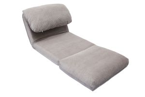 Chauffeuse 1 place convertible en tissu velours côtelé gris clair SPENCER