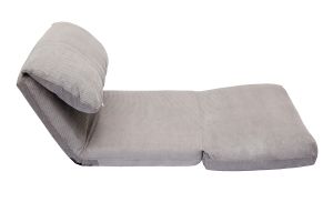 Chauffeuse 1 place convertible en tissu velours côtelé gris clair SPENCER