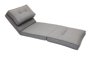 Chauffeuse 1 place convertible en tissu gris chiné SALLY