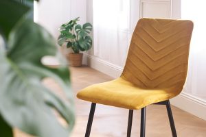 Chaises design en tissu velours bronze et métal noir (lot de 2) PUMPKIN