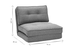 Chauffeuse 1 place convertible en tissu gris chiné SALLY