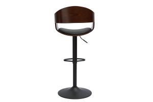 Tabouret de bar design réglable noir et bois foncé EUSTACHE