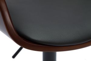 Tabouret de bar design réglable noir et bois foncé EUSTACHE