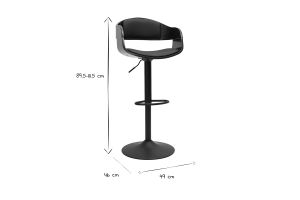 Tabouret de bar design réglable noir et bois foncé EUSTACHE