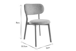 Skandinavische Stühle aus hellem Holz und grauem Stoff (2er-Set) FAUVETTE