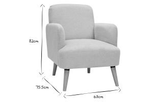 Fauteuil scandinave en tissu effet velours texturé beige et bois clair ISKO