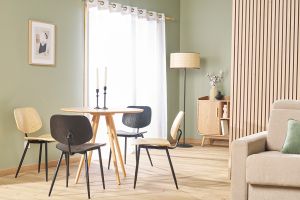 Chaises design noire en bois noir et métal (lot de 2) TOBIAS