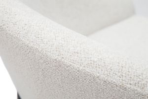 Chaise design en tissu velours chenille blanc cassé et métal noir JENNA