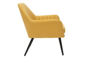 Fauteuil design en tissu effet velours texturé jaune moutarde et métal noir GASTON