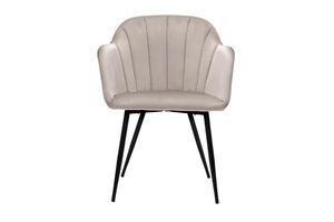 Chaise design en tissu velours taupe et métal noir MILLY