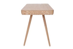 Bureau connecté multimédia  avec tiroir bois clair massif L120 cm CLEVER