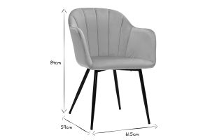 Chaise design en tissu velours taupe et métal noir MILLY