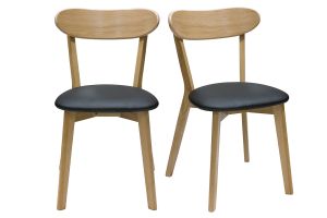 Chaises vintage en bois clair chêne et noir (lot de 2) DOVE