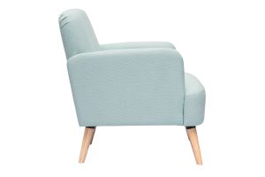 Fauteuil scandinave en tissu menthe à l'eau et bois clair ISKO