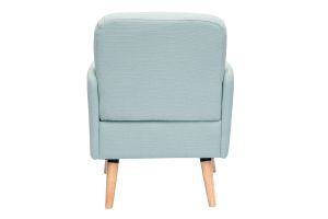 Fauteuil scandinave en tissu menthe à l'eau et bois clair ISKO