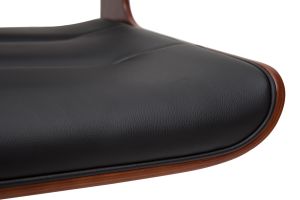 Chaise de bureau à roulettes design noir, bois foncé noyer et métal noir ARAMON