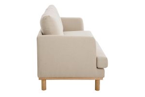 Canapé scandinave 3 places en tissu beige et bois clair HOBART