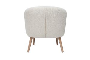 Fauteuil scandinave en tissu effet laine bouclée blanc cassé et bois clair MAGGIE