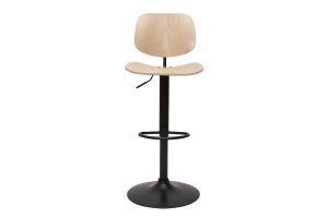 Tabouret de bar relevable bois clair et métal noir TOBIAS