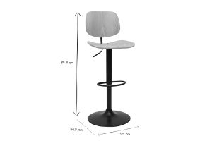 Tabouret de bar relevable bois clair et métal noir TOBIAS