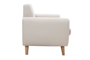 Canapé scandinave 2 places en tissu beige et bois clair PURE