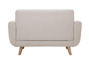 Canapé scandinave 2 places en tissu beige et bois clair PURE
