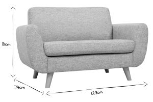 Canapé scandinave 2 places en tissu beige et bois clair PURE