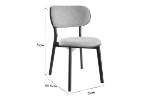 Chaises scandinaves en tissu gris clair et bois foncé noyer (lot de 2) FAUVETTE