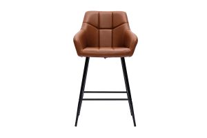 Tabourets de bar avec sièges matelassés marron et métal noir H65 cm (lot de 2) MONTERO