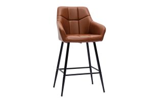Tabourets de bar avec sièges matelassés marron et métal noir H65 cm (lot de 2) MONTERO
