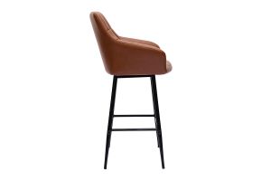 Tabourets de bar avec sièges matelassés marron et métal noir H65 cm (lot de 2) MONTERO